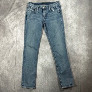 Silver Jeans Co Suki Straight Mid Wash Blue Denim Jeans Womens 29x32 Stretch Y2K